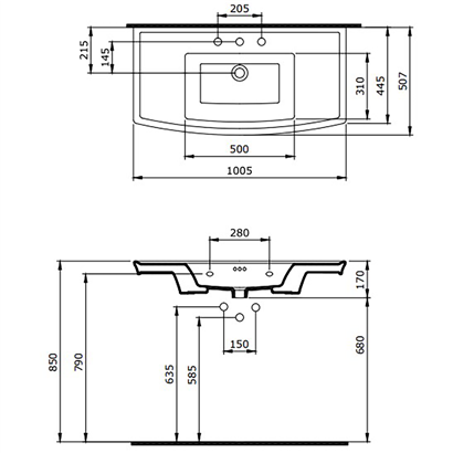 Bocchi Classico Lavita Lavabo 100 cm Mat Beyaz