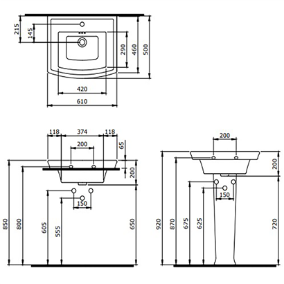 Bocchi Classico Lavita Lavabo 60 cm Parlak Siyah