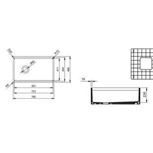 Bocchi Contempo Step Rim 76 cm Mutfak Eviyesi Mat Siyah