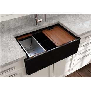 Bocchi Contempo Step Rim 76 cm Mutfak Eviyesi Mat Siyah