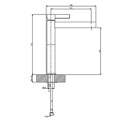 Bocchi Cube Crystal Altın Çanak Lavabo Bataryası