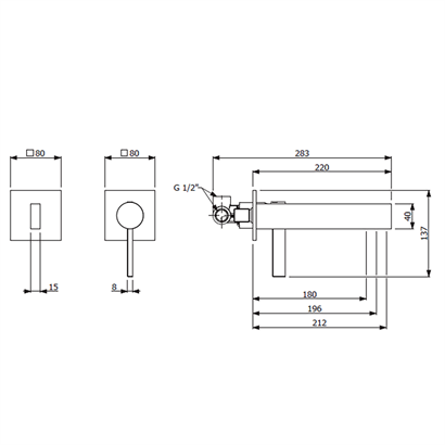 Bocchi Cube Krom Ankastre Lavabo Bataryası