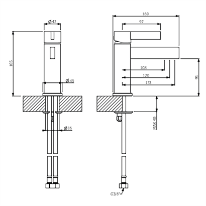 Bocchi Cube Krom Lavabo Bataryası