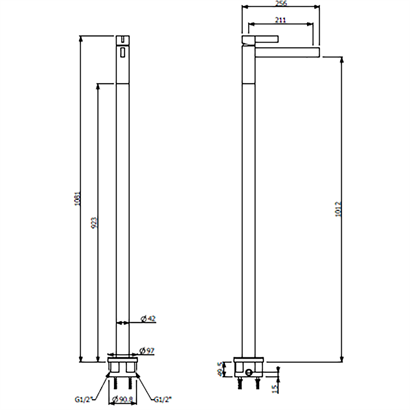 Bocchi Cube Yerden Krom Lavabo Bataryası