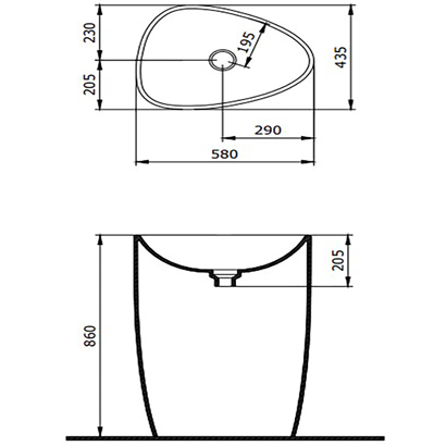 Bocchi Etna 58 cm Monoblok Lavabo Parlak Beyaz