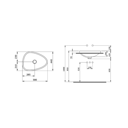 Bocchi Etna 58 cm Tezgah Üstü Lavabo Mat Somon