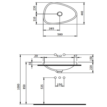 Bocchi Etna 58 cm Tezgah Üstü Lavabo Parlak Beyaz
