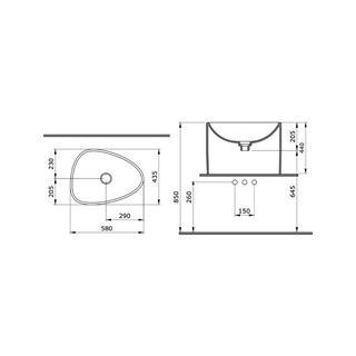 Bocchi Etna 58 cm Tezgah Üstü Monoblok Lavabo Mat Petrol Mavisi
