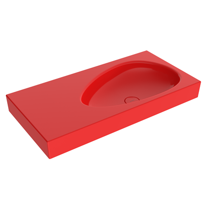 Bocchi Etna 90 cm Etajerli Lavabo Parlak Kırmızı