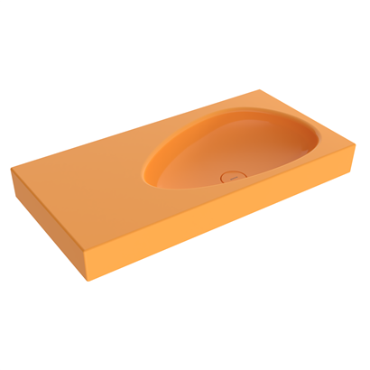 Bocchi Etna 90 cm Etajerli Lavabo Parlak Mandalina Sarısı