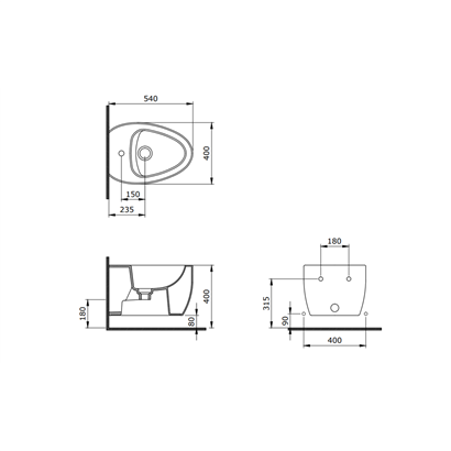 Bocchi Etna Asma Bide 54 cm Mat Buz Mavi