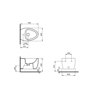 Bocchi Etna Asma Bide 54 cm Mat Petrol Mavisi