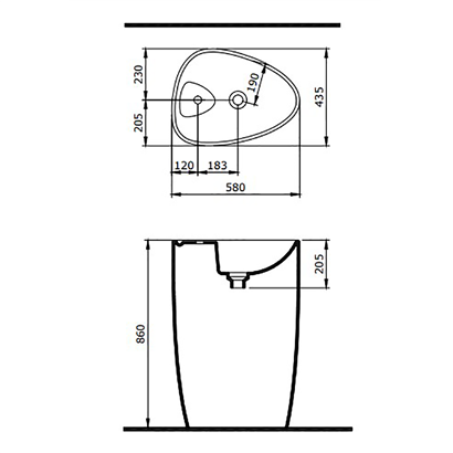 Bocchi Etna Monoblok Lavabo 58 cm Batarya Banklı Parlak Beyaz