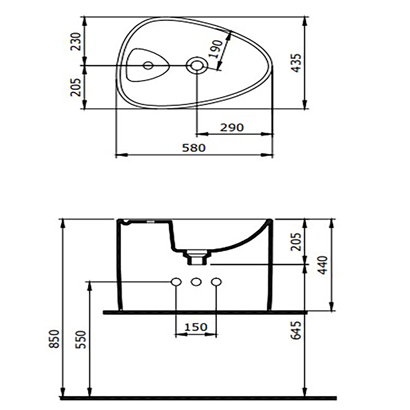 Bocchi Etna Tezgah Üstü Monoblok Lavabo 58 cm Batarya Banklı Mat Yasemin