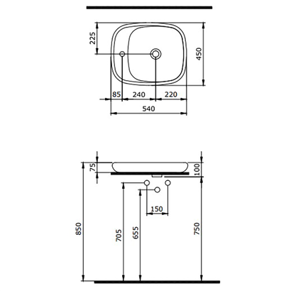 Bocchi Fenice 54 cm Çanak Lavabo Mat Beyaz