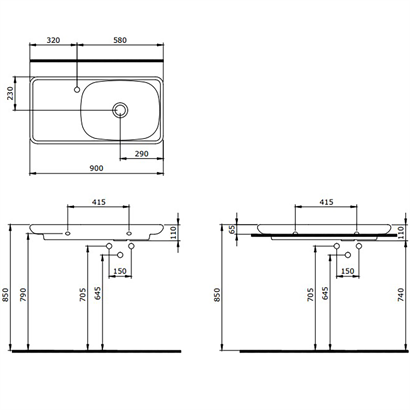 Bocchi Fenice 90 cm Etajerli Lavabo Mat Kahve