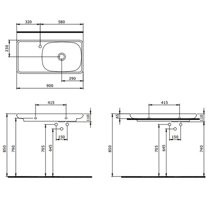 Bocchi Fenice 90 cm Etajerli Lavabo Mat Buz Mavisi