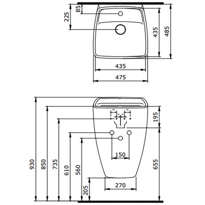 Bocchi Firenze Asma Monoblok Lavabo Mat Buz Mavisi