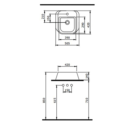 Bocchi Firenze Çanak Lavabo 50 cm Mat Yasemin