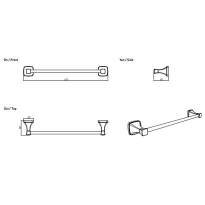 Bocchi Genoa Havluluk Uzun 510 Mm Krom