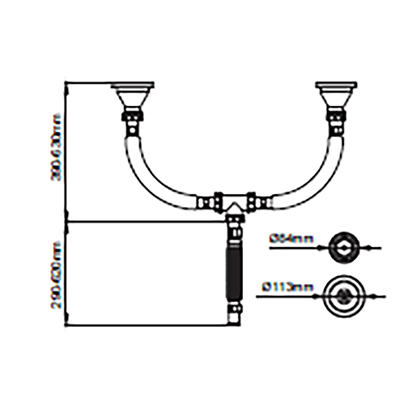 Bocchi İkili Eviye Süzgeci ve Sifonu 2331-0002
