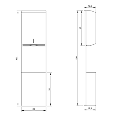 Bocchi  Kağıt Dispenser + Çöp Kovalı 10 lt Sıva Üstü