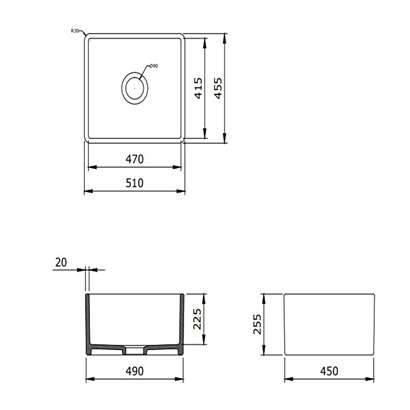 Bocchi Lavello 50 cm Mutfak Eviyesi Mat Antrasit