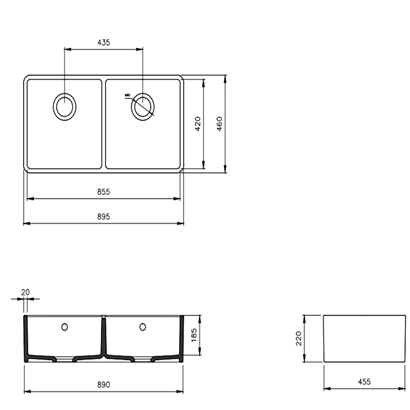 Bocchi Lavello 90 cm Mutfak Eviyesi Parlak Beyaz
