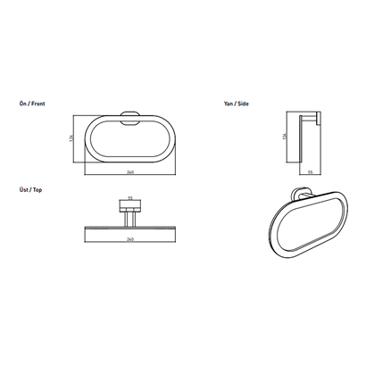 Bocchi Lıvorno Havluluk Yuvarlak 240 Mm Krom