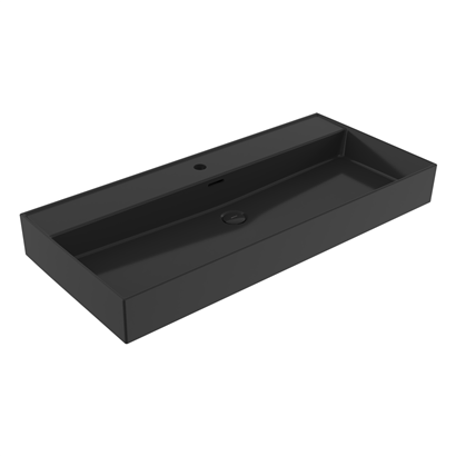 Bocchi Milano 100 cm Tezgah Üstü Lavabo Parlak Siyah