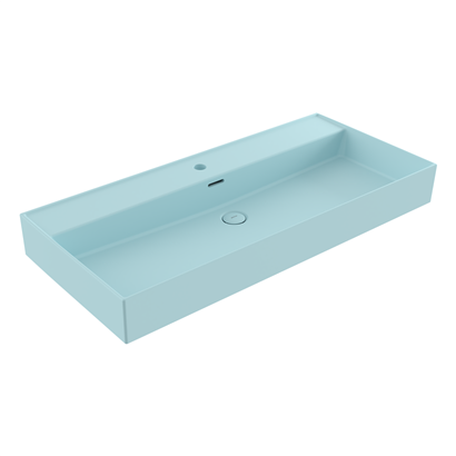 Bocchi Milano 100 cm Tezgah Üstü Lavabo Mat Buz Mavisi 