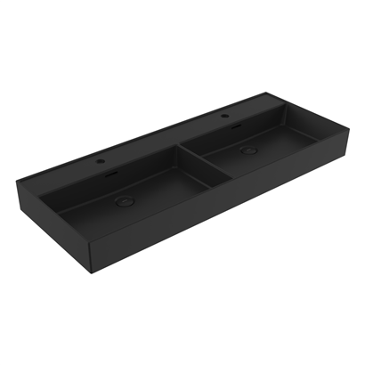 Bocchi Milano 120 cm Çift Gözlü Tezgah Üstü Lavabo Mat Siyah