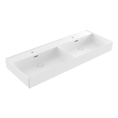 Bocchi Milano 120 cm Çift Gözlü Tezgah Üstü Lavabo Parlak Beyaz