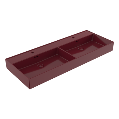 Bocchi Milano 120 cm Çift Gözlü Tezgah Üstü Lavabo P.Burgonya Bordosu