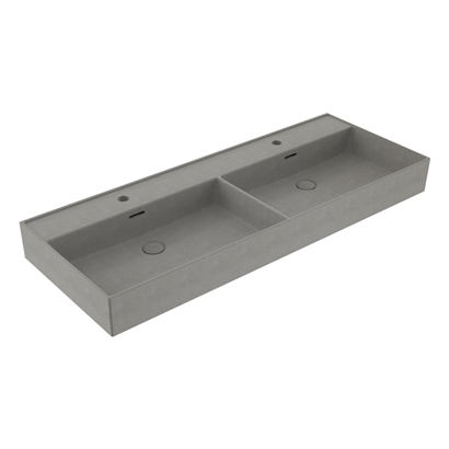 Bocchi Milano 120 cm Çift Gözlü Tezgah Üstü Lavabo Mat Beton