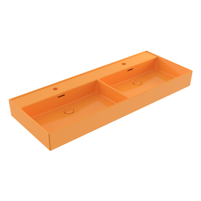 Bocchi Milano 120 cm Çift Gözlü Tezgah Üstü Lavabo Parlak Mandalina Sarısı