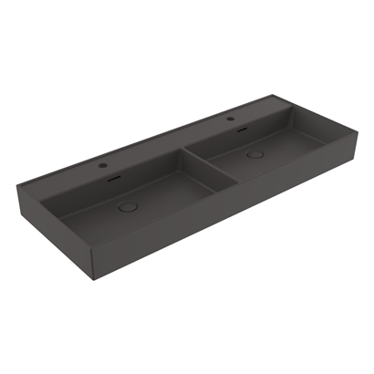 Bocchi Milano 120 cm Çift Gözlü Tezgah Üstü Lavabo Mat Antrasit