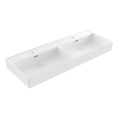 Bocchi Milano 120 cm Çift Gözlü Tezgah Üstü Lavabo Mat Beyaz