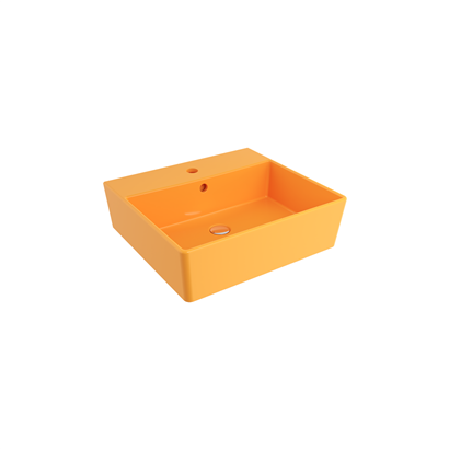 Bocchi Milano 50 cm Çanak Lavabo Batarya Delikli Parlak Mandalina Sarısı