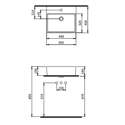 Bocchi Milano 50 cm Çanak Lavabo Batarya Delikli Mat Siyah