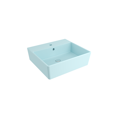 Bocchi Milano 50 cm Çanak Lavabo Batarya Delikli Mat Buz Mavisi