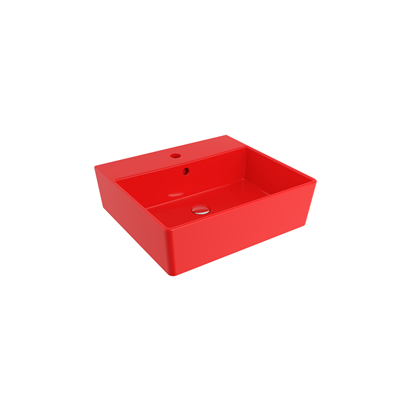 Bocchi Milano 50 cm Çanak Lavabo Batarya Delikli Parlak Kırmızı