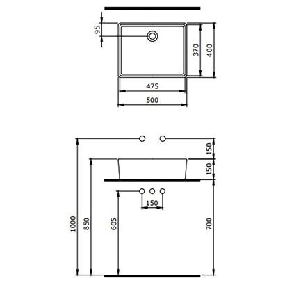 Bocchi Milano 50 cm Çanak Lavabo Mat Gri