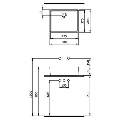 Bocchi Milano 50 cm Çanak Lavabo Parlak Bisküvi