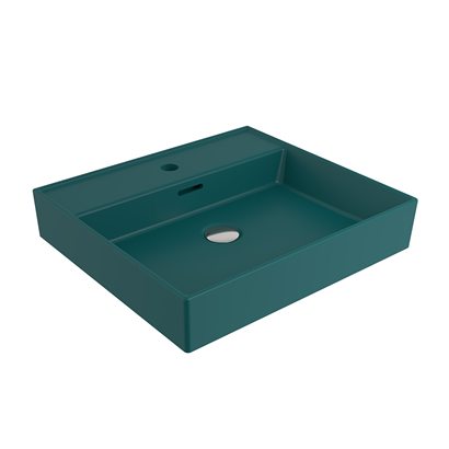 Bocchi Milano 50 cm Lavabo Batarya Delikli Mat Petrol Mavisi