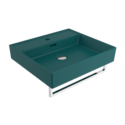 Bocchi Milano 50 cm Lavabo Batarya Delikli Mat Petrol Mavisi
