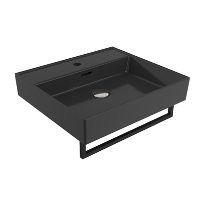 Bocchi Milano 50 cm Lavabo Batarya Delikli Parlak  Siyah