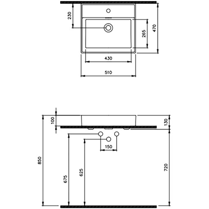 Bocchi Milano 50 cm Lavabo Batarya Delikli Mat Beyaz