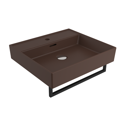 Bocchi Milano 50 cm Lavabo Batarya Delikli Mat Kahve