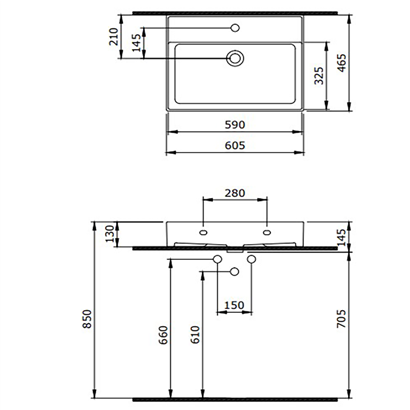 Bocchi Milano 60 cm Çanak Lavabo Mat Beyaz
